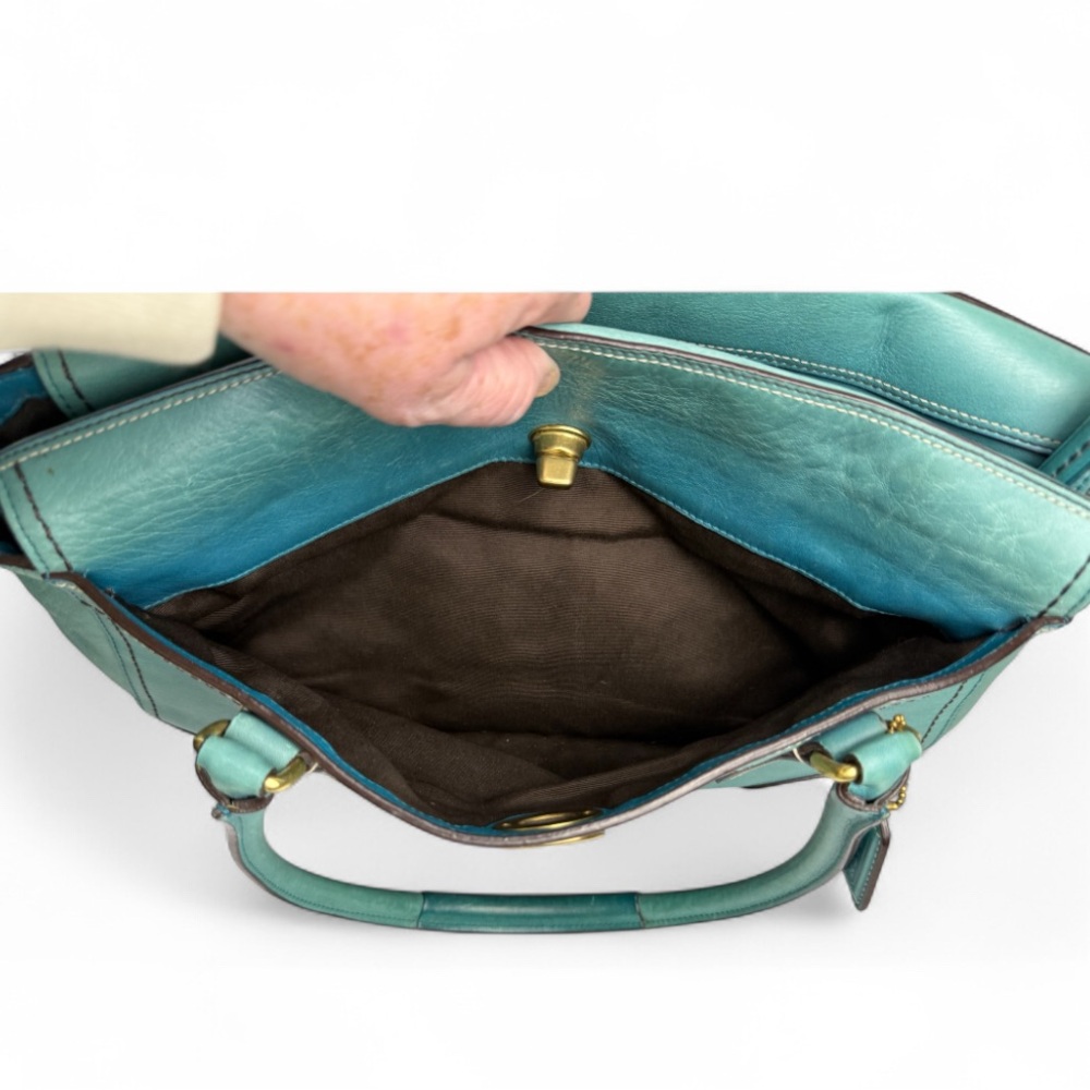 Rare Vintage COACH 11048 Hampton Blue Leather Large Shoulder Bag Tote Expandable - Picture 8 of 13